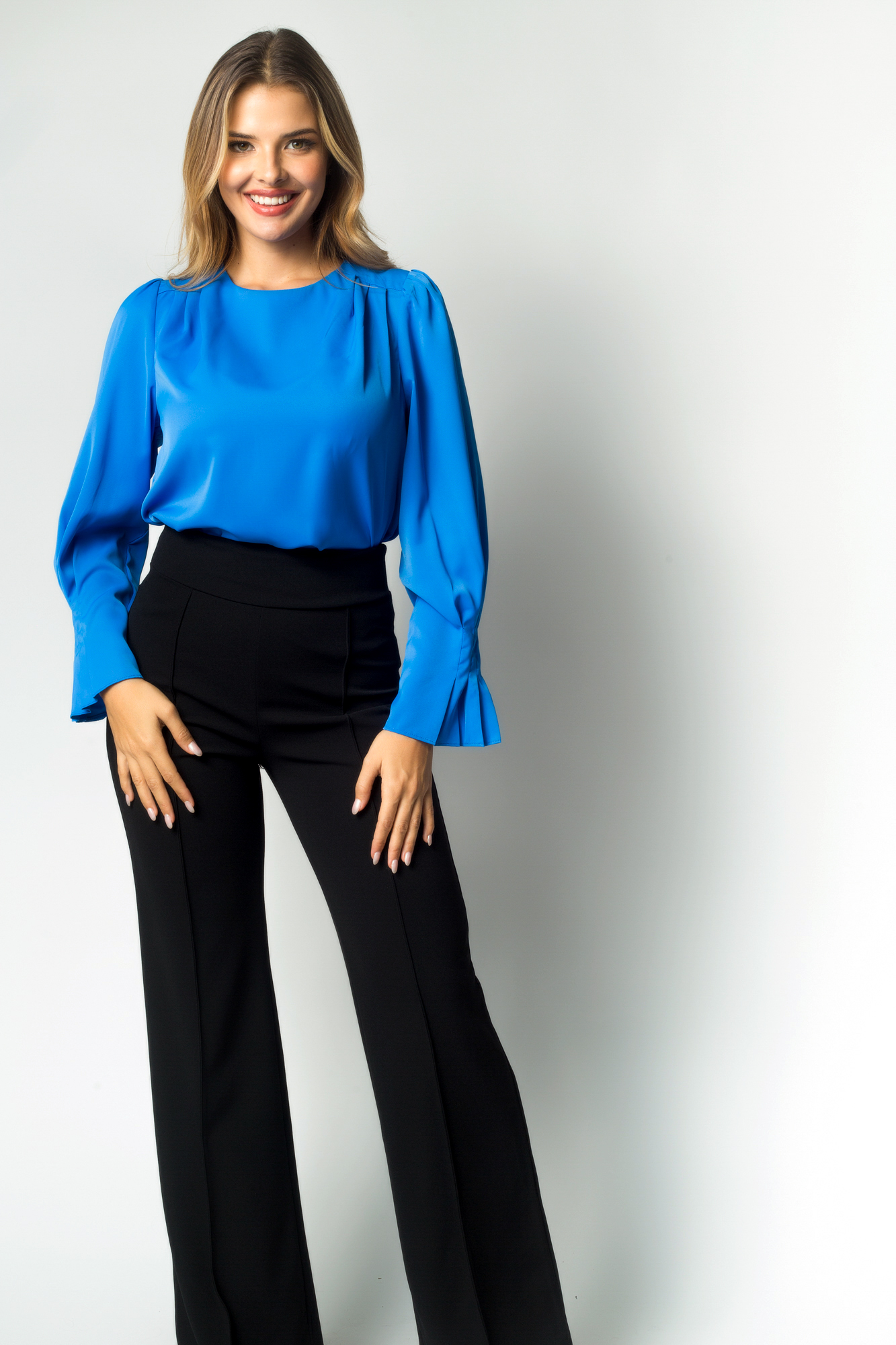 Blusa Azul Manga Larga