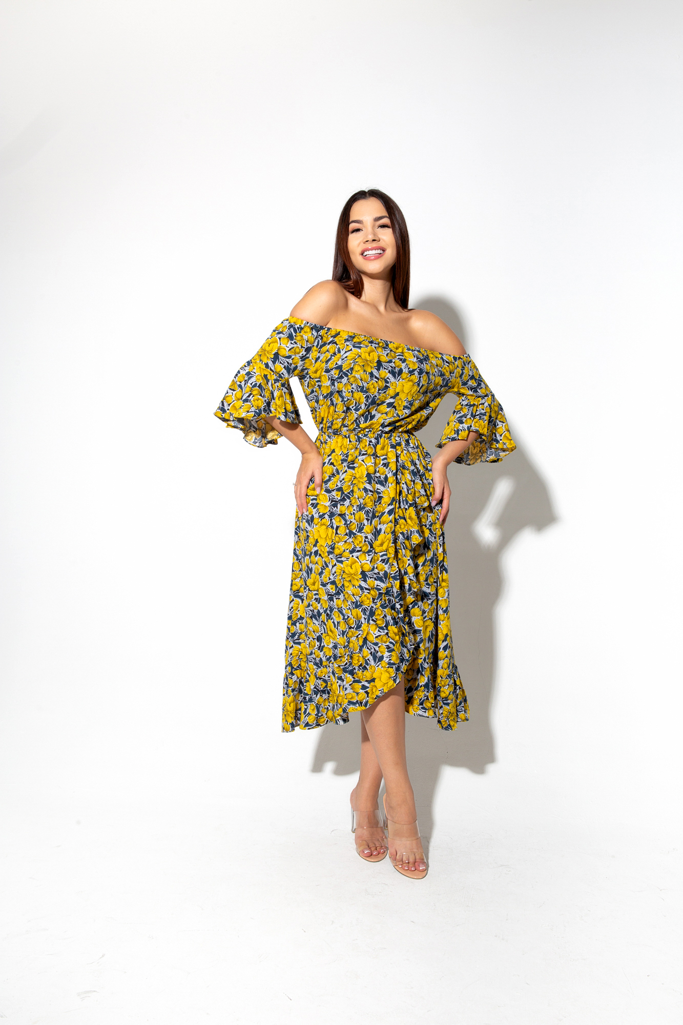 Vestido midi floral print